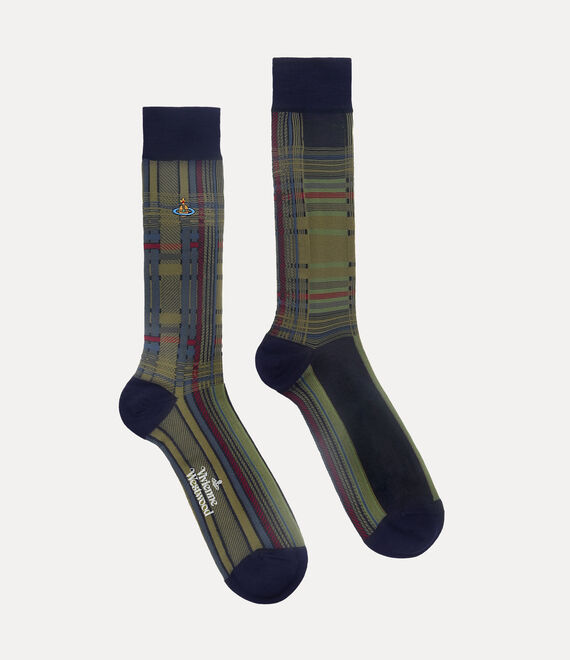 Vivienne Westwood Oversize Madras Socks in DARK BLUE